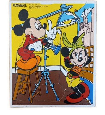 Playskool Vintage Mickey Minnie Mouse Puzzle 9 Piece Walt Disney Photography