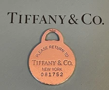 Please Return to Tiffany & Co. New York Round Sterling Silver .925 Pendant Charm