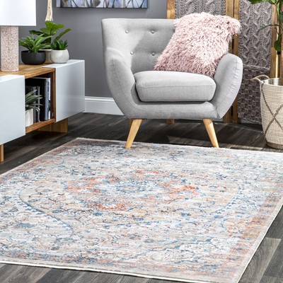 nuLOOM Maxine Floral Medallion Area Rug in Rust Traditional Oriental Design