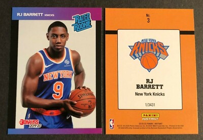 2019/20 Panini Instant 1989 Donruss Rated Rookie RC RJ R.J. BARRETT Knicks /3431