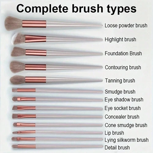 13 Pcs Make up Brush Set Buffer Powder Contour Eyeshadow With Pouch Brushes Set - Picture 9 of 16
