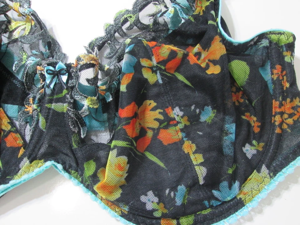 Sujetador Freya Talla M Negro Multi Con Aros Sin Forro Correas Ajustables Encaje Floral Foto 4 de 4