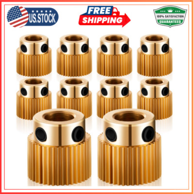 Mudder 10 Pcs 10 Pcs 40 Teeth Extruder Wheel 3D Printer Parts Drive Gear Brass E