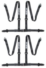 Two 2 Sparco 4pt 4 Point Bolt In Seat Belts Safety Harnesses Pair - Black