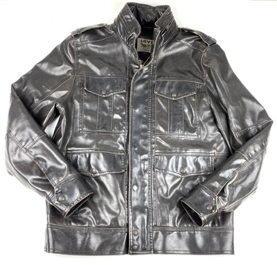 Vintage Levi's Faux Leather Hooded Biker Bomber Jacket ...