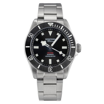 Seestern S430 Automatik Titan Schwarz Silber Saphir Herrenuhr
