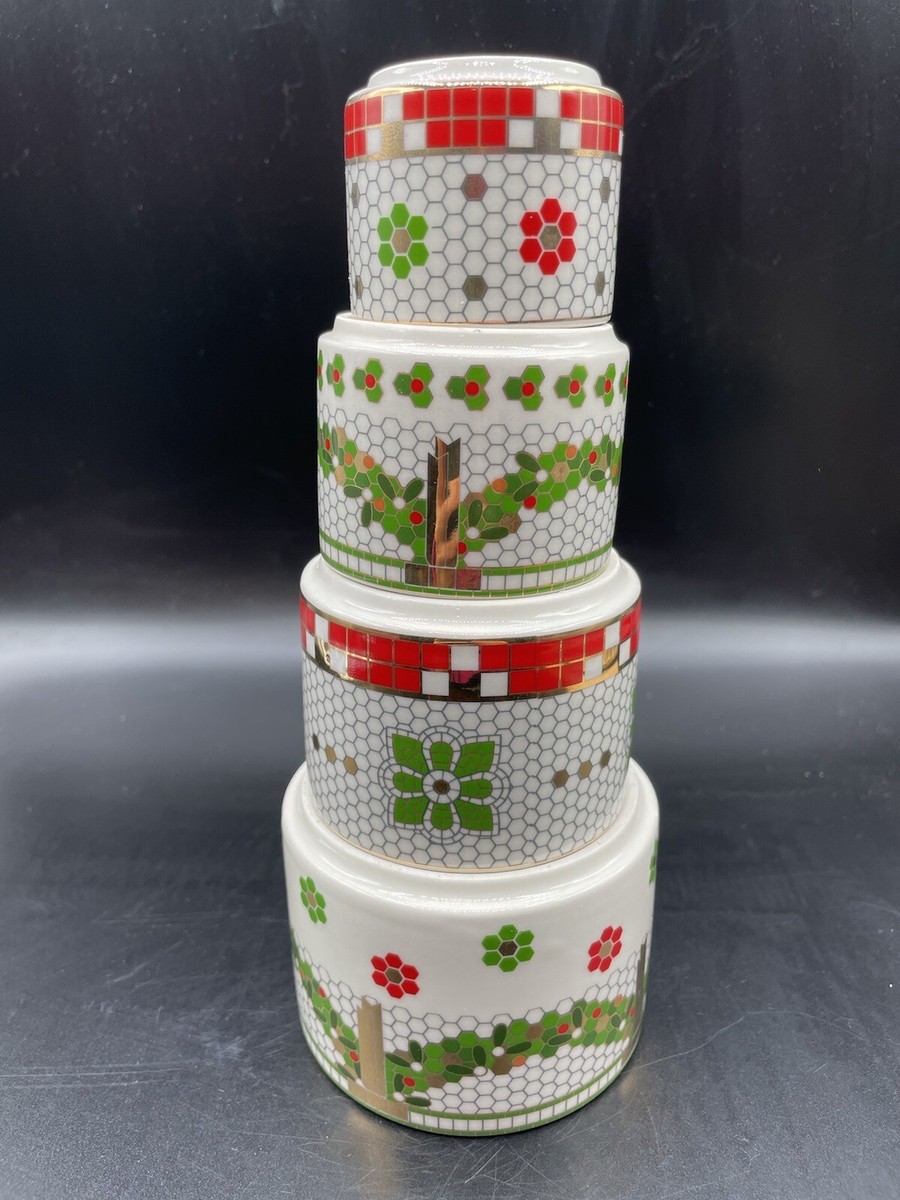 Anthropologie Festive Bistro Tile Measuring Cups Set Of 4 New In