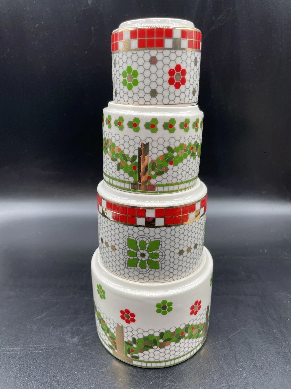 Anthropologie Festive Bistro Tile Measuring Cups Set Of 4 New In Box
