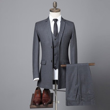 3pcs Set Suit Vest Pants Men's High End British Style Business Blazers Trousers