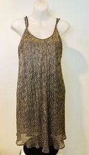 LUSH evening cocktail sheer metallic shimmer slinky spaghetti straps dress sz S
