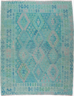 Kelim Teppich Orient Perser Rug Kilim Türkis Ghazni Schurwolle Naturfarben Neu