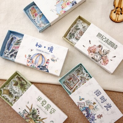 40Pcs Washi Paper Stickers Vintage Flowers Masking Scrapbooking DIY ...