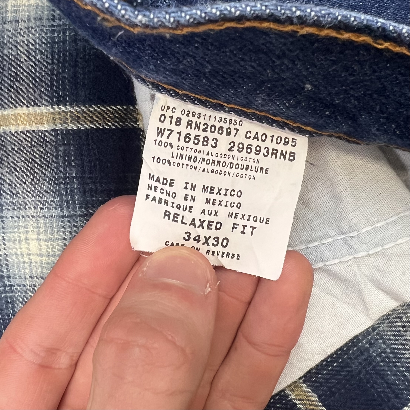 Dickies Flannel Lined Relaxed Fit Denim Jeans Blue Size 36 image 5