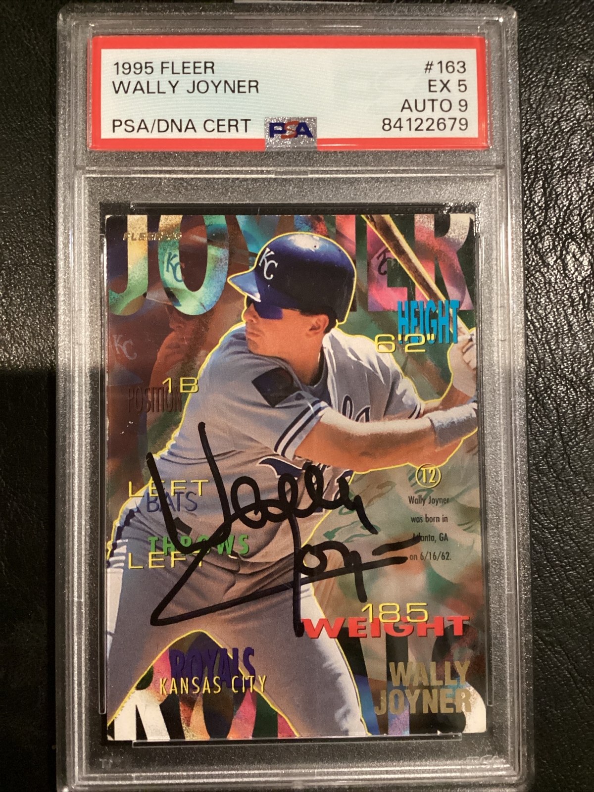 Wally Joyner Autographed 1995 Fleer #163 PSA DNA 9 Royals LA Angels ROY Card MLB