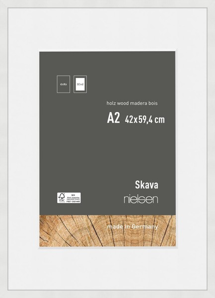 Nielsen Holz-Bilderrahmen Skava Weiß 42X59,4 Cm Mit Passepartout 29,7X42 Cm-image