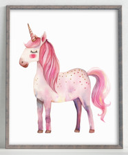 Unicorn Wall Art Print, Pink Unicorn Art Print, Kids Room, Wall Art Decor 543