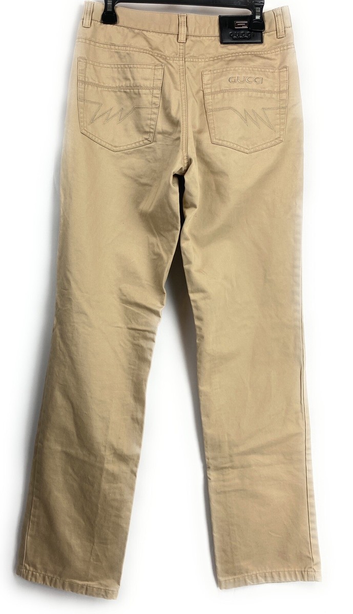【関税込み】gucci Suede pants Gucci Mens Tan Crest Logo Pants Zip Closure Size 31X33 | eBay