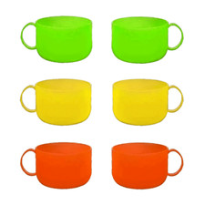Set 6 tazze tazzone tazza colazione in plastica 3 colori sunny 600 cc famiglia