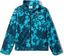 Columbia L82608 Girls Teal Benton Springs II Printed Fleece Jacket Size M 10-12