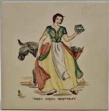Packard & Ord Hand-Painted Tile "Fresh Garden Vegetables" on H & G Thynne C1953