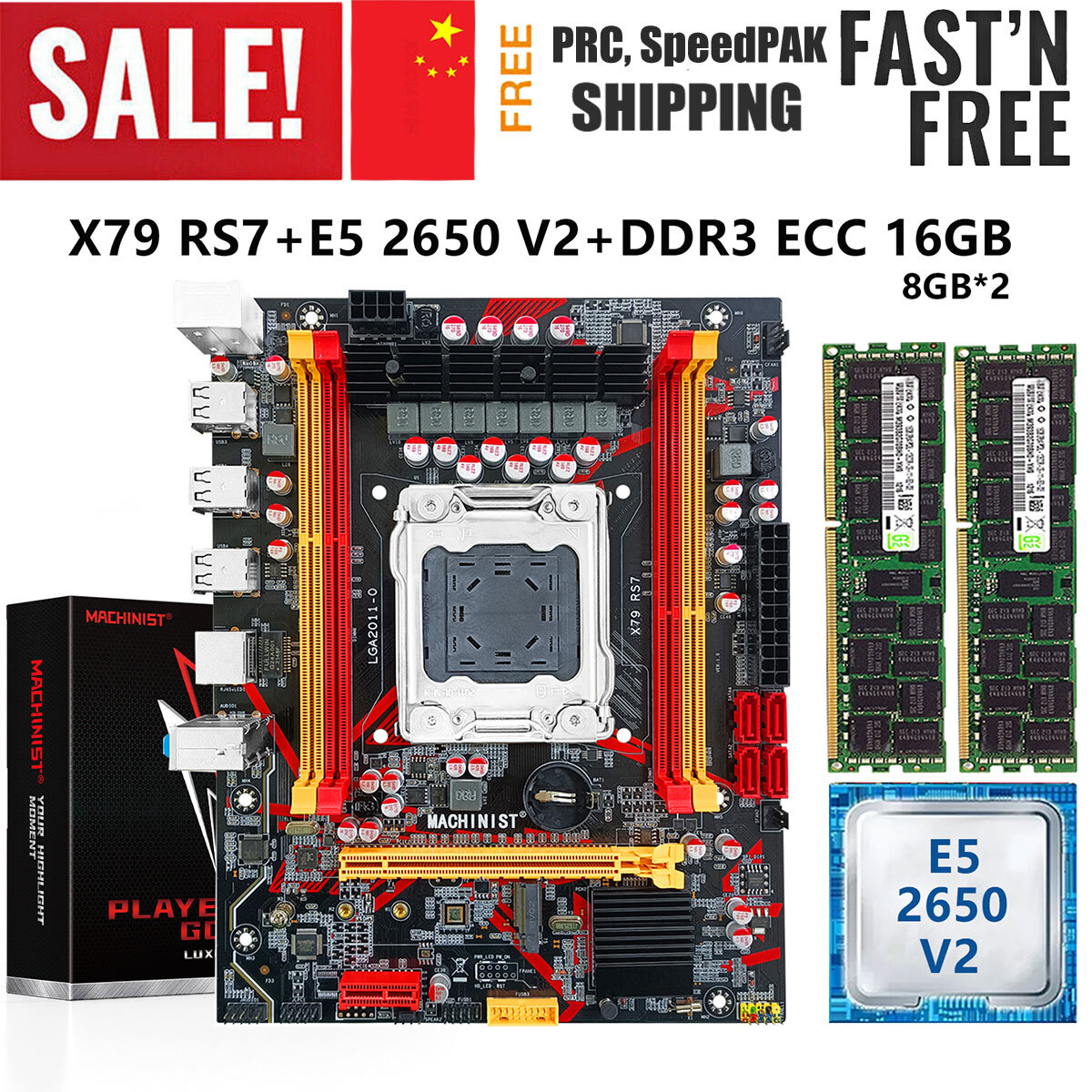 X79 Motherboard Combo LGA 2011 Xeon E5 2650 V2 CPU 2*8GB DDR3 ECC