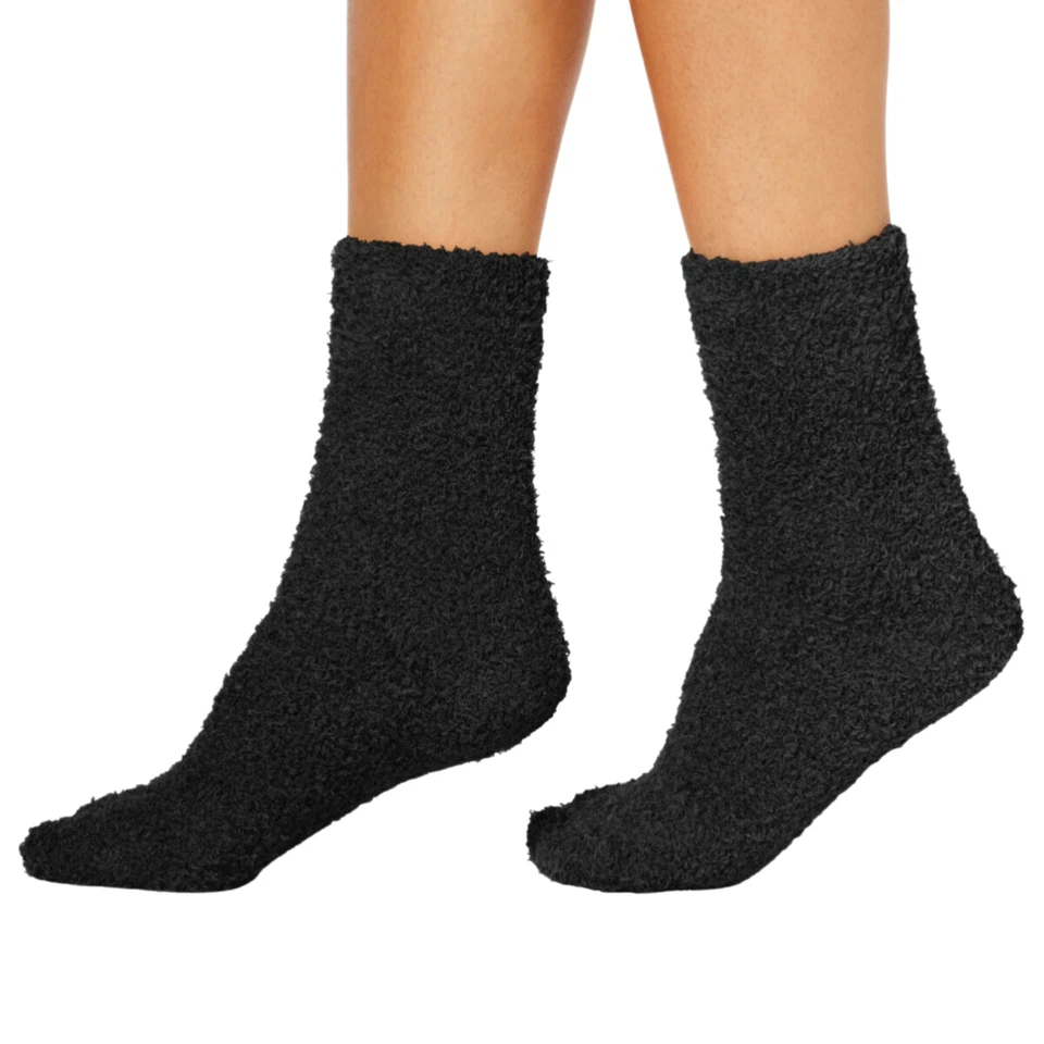 CHARTER CLUB 3 pares de calcetines suaves difusos mantequilla talla única jaspeados rayas negros rojos Foto 3 de 4