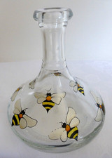 Hand Painted BUMBLE BEE unique design Vase Decanter. Original gift Nature Garden