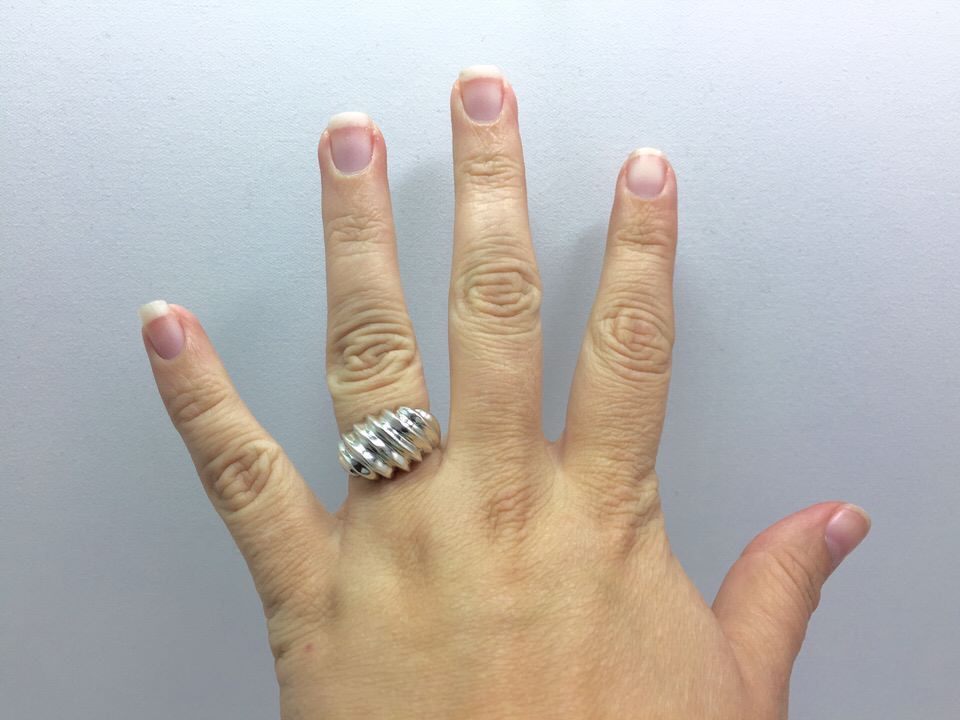 Retro Vintage Taxco Modernist Fluted Dome Shrimp Ring 8 TA-90