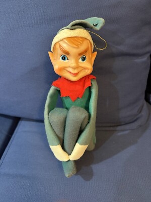 Vintage Holiday Christmas Pixie Elf Knee Hugger Large 17 inches Pointy Ears