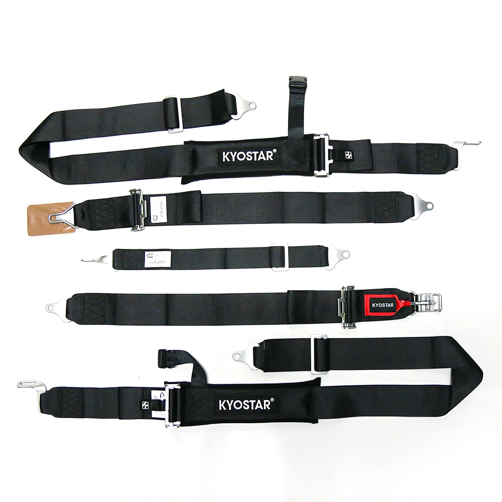 BLACK RACE CAR SEAT BELT RACING HARNESS SFI 16.1 MADE IN THE