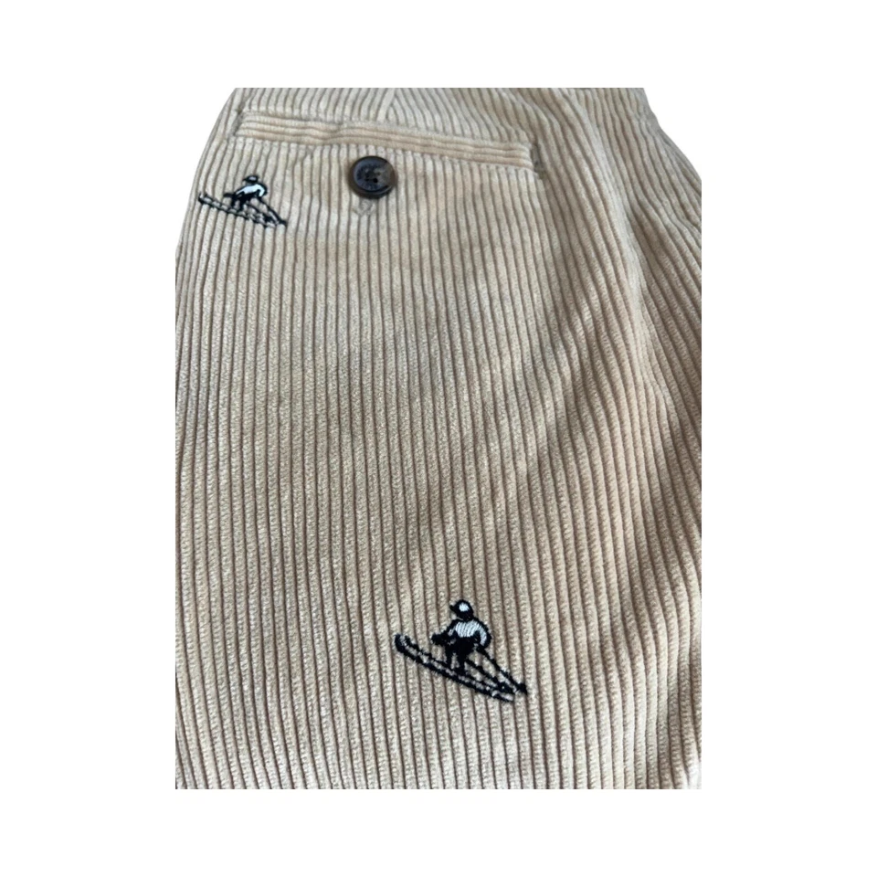 Brooks Brothers Niños Talla 14 Ancho Ballena Pana Pantalones Esquí Logo Beige Foto 4 de 4