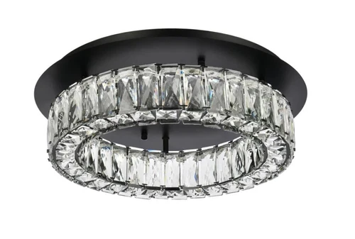 Crystal Foyer Dining Room Flush Mount Light Fixture Black Chandelier Lighting - Picture 5 of 8