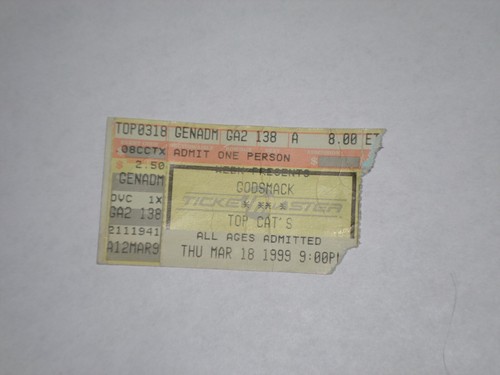 Godsmack Concert Ticket Stub 1999-"I Stand Alone"-Top Cats-Cincinnati,OH
