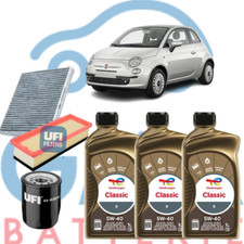 Kit Tagliando Fiat 500 1.2 Benz. 3 Filtri Ufi  3Lt Total Classic 9  5w40