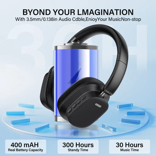 Wireless Headphones Bluetooth Noise Cancelling Stereo Earphones Over Ear Headset - Picture 3 of 12