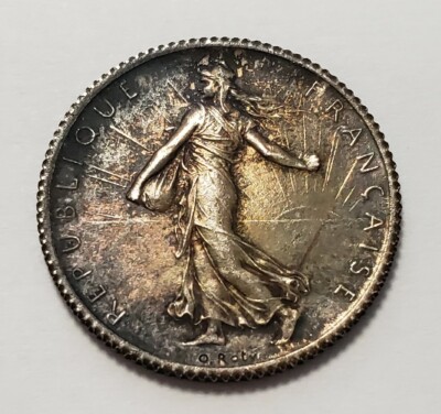 1901 France 1 Franc .1342 oz ASW - KM844.1 - AU++/MS - Colorful