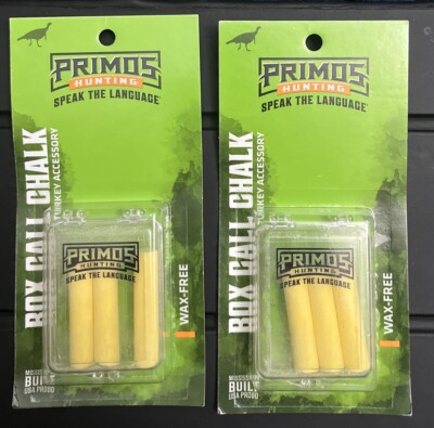 2PK-Primos Box Call Chalk Yellow 3 Stick Pack+Case #628 Turkey Hunting Accessory
