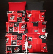 ALL WEATHER University of GEORGIA BULLDOGS 8 Resin Filled Cornhole Bean Bags NEW