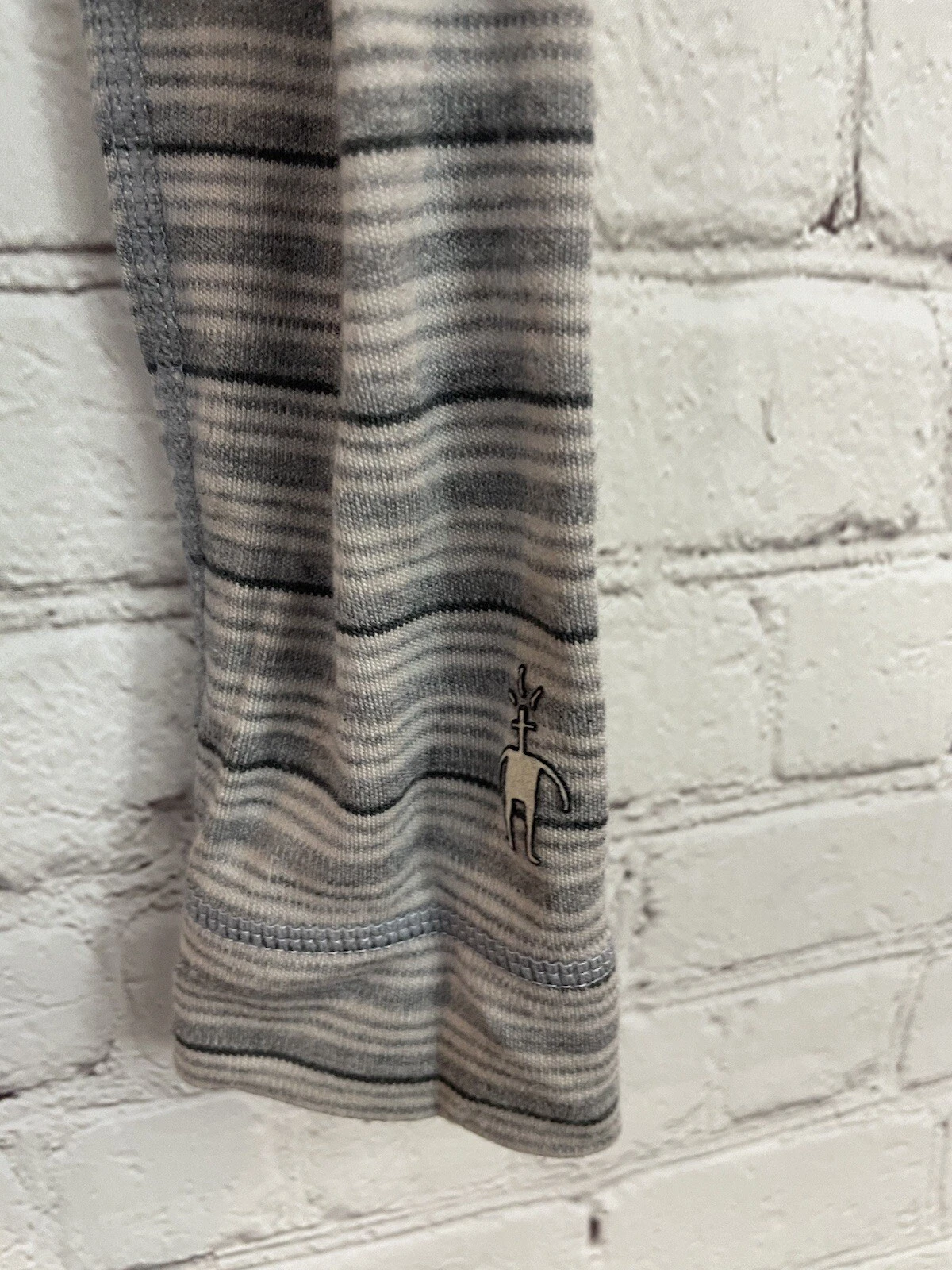 smartwool pullover striped 1/4 zip mended sweater