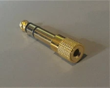 Audio Adaptor, Stereo Jack to Stereo Mini Jack, Gold, NEW, FREE POSTAGE