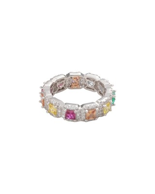 Suzy Levian Silver Cz Eternity Ring Women's  6.5