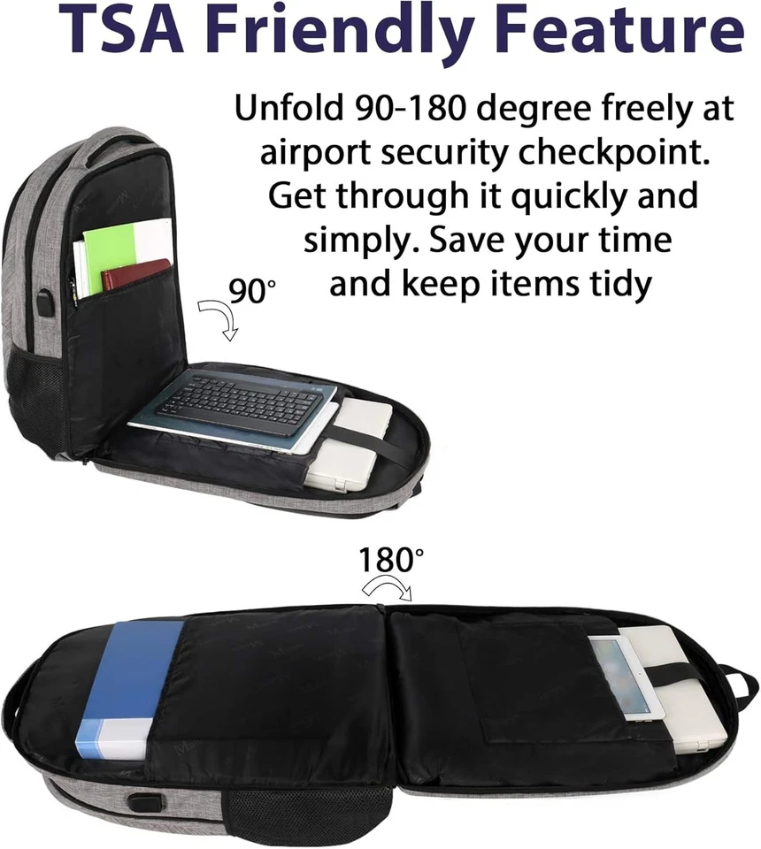 Water-Resistant 17-Inch Travel Laptop Backpack with Charging Port & Pockets - Image 4 of 4