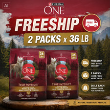 2 Packs Purina ONE® True Instinct Adult Dog Dry Food 36Lb 1.23 per pound