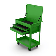 Hyper Tough Steel Tool Cart With Drawer 500 Lb Load Capacity Green Powder-coat