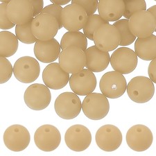 60 Pcs Silicone Beads, 9mm Bulk Beads for Keychain Making, Beige