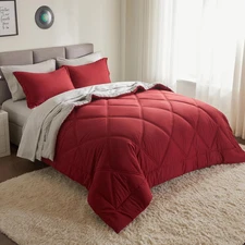 Queen Comforter Set with Sheets Red, 7 Pieces Queen Bed Set with 1 down Alternat
