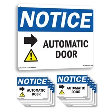 Caution Automatic Door Right Arrow OSHA Notice Sign Or Decal - 5 or 10 Pack