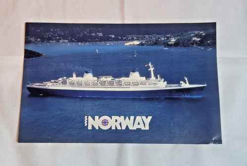 Vintage S/S Norway Cruise Ship Ephemera Lot Deck Plan Postcard Galley Tour 1986