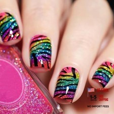 Colorful Leopard Print Press on Nails Short Square Fake Nail with Designs