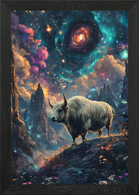 Byson and Nature Cosmic Neon gerahmtes Wandbild Poster Leinwanddruck Bild